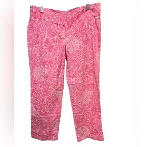 LILLY PULITZER size 8 Bailey Capri Palm Beach Fit‎ Pink Ribbon Nina Pina Print